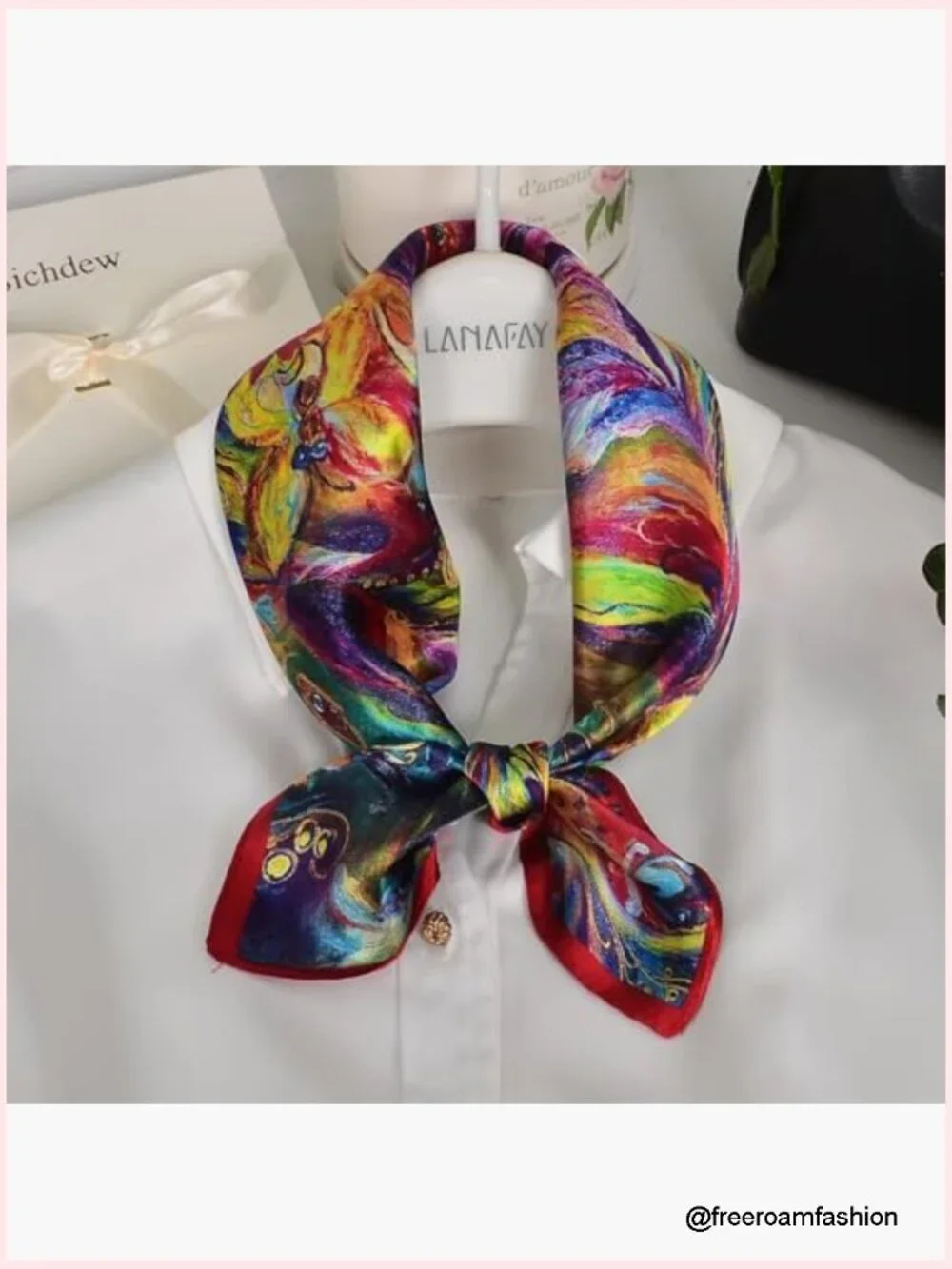 Pure Silk Neck Scarf Lightweight 21x21 Small Square Scarf